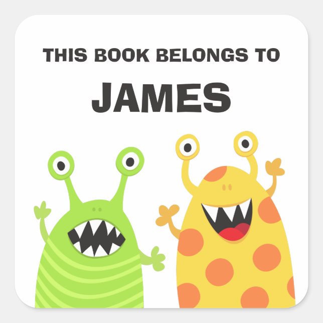 Funny monsters bookplates book stickers for kids (Front)