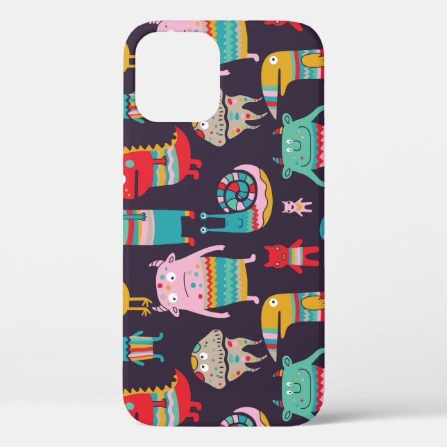 Funny Monsters Cartoon Seamless Pattern Case-Mate iPhone Case (Back)