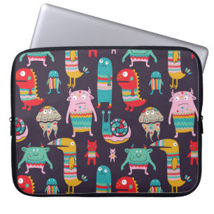 Funny Monsters Cartoon Seamless Pattern Laptop Sleeve