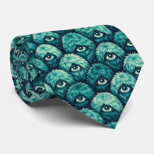 Funny Monsters Faux Silk Furry Creatures Tie