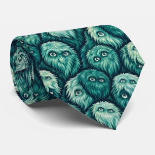 Funny Monsters Faux Silk Furry Creatures Tie
