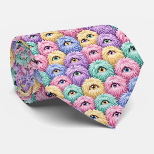 Funny Monsters Faux Silk Furry Creatures Tie