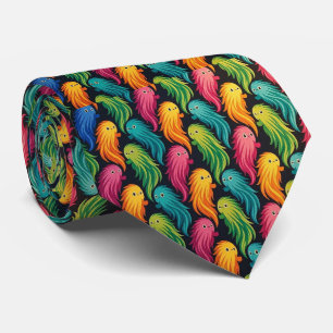 Funny Monsters Faux Silk Furry Creatures Tie