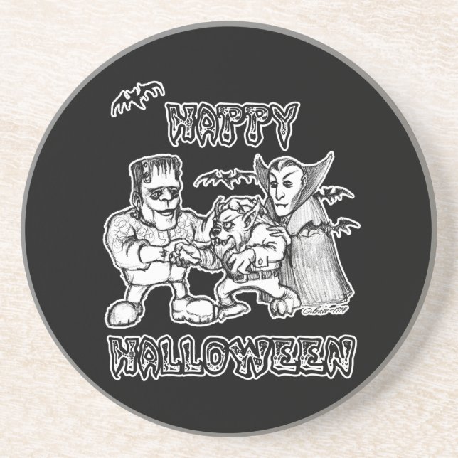 Funny Monsters - Happy Halloween Coaster (Front)