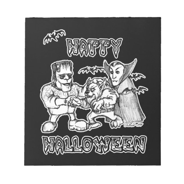 Funny Monsters - Happy Halloween Notepad (Front)