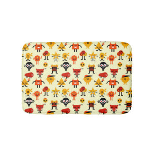 Funny monsters pattern bath mat