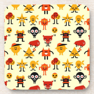 Funny monsters pattern coaster