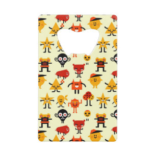 Funny monsters pattern credit card bottle opener