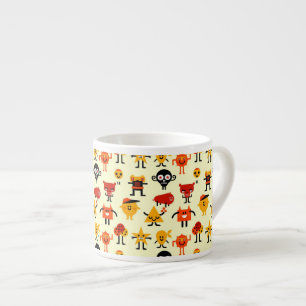 Funny monsters pattern espresso cup