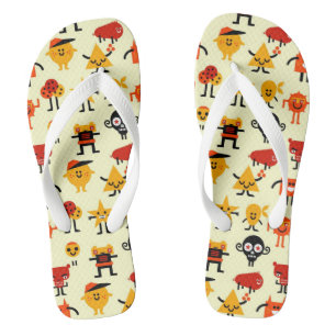 Funny monsters pattern flip flops