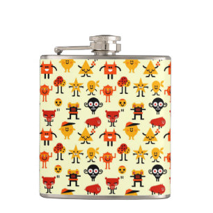 Funny monsters pattern hip flask