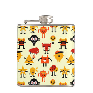 Funny monsters pattern hip flask