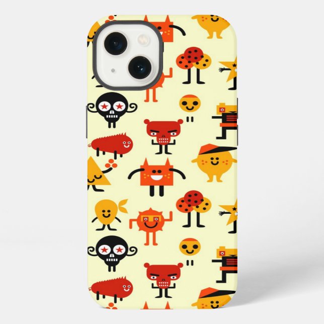 Funny monsters pattern iPhone case (Back)