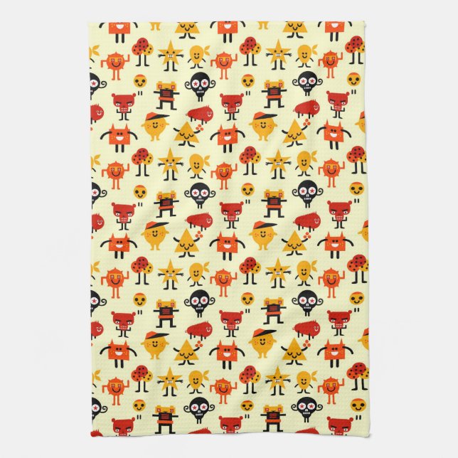 Funny monsters pattern kitchen towel (Vertical)