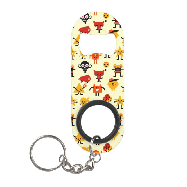Funny monsters pattern mini bottle opener (Front)