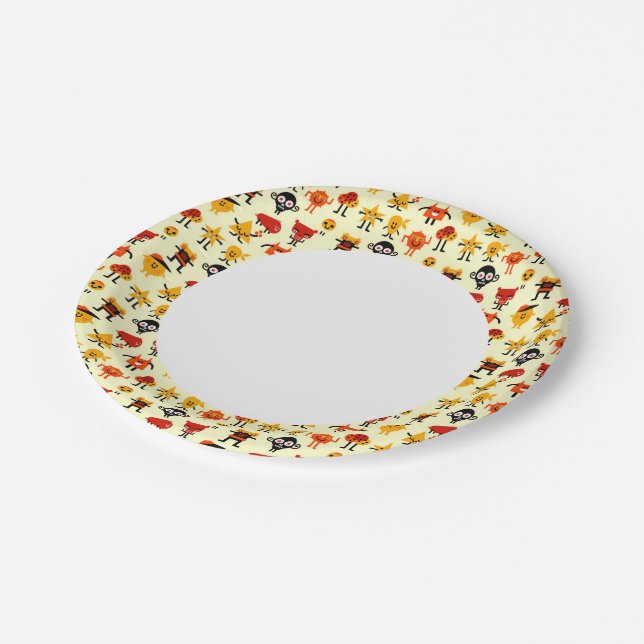 Funny monsters pattern paper plate (Angled)