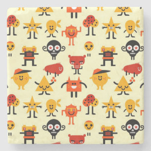 Funny monsters pattern stone coaster