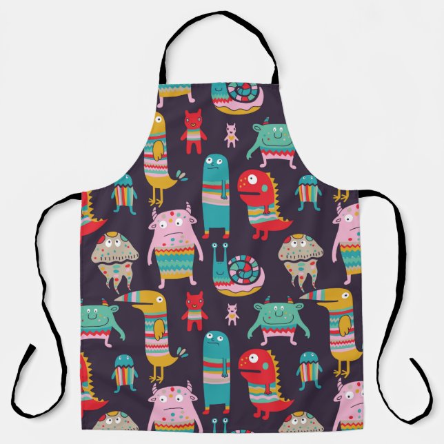 Funny monsters seamless pattern apron (Front)