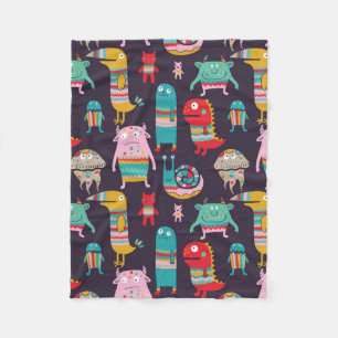 Funny monsters seamless pattern fleece blanket