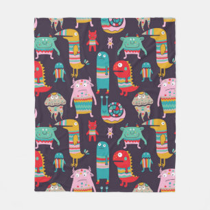 Funny monsters seamless pattern fleece blanket