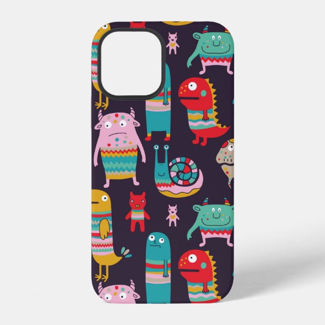 Funny monsters seamless pattern iPhone case (Back)