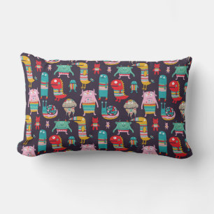 Funny monsters seamless pattern lumbar pillow