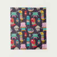 Funny monsters seamless pattern