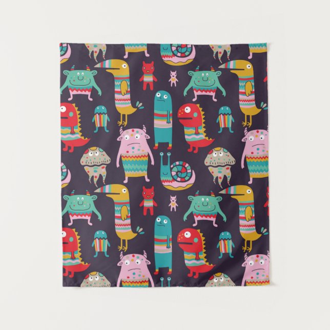 Funny monsters seamless pattern tapestry (Front)