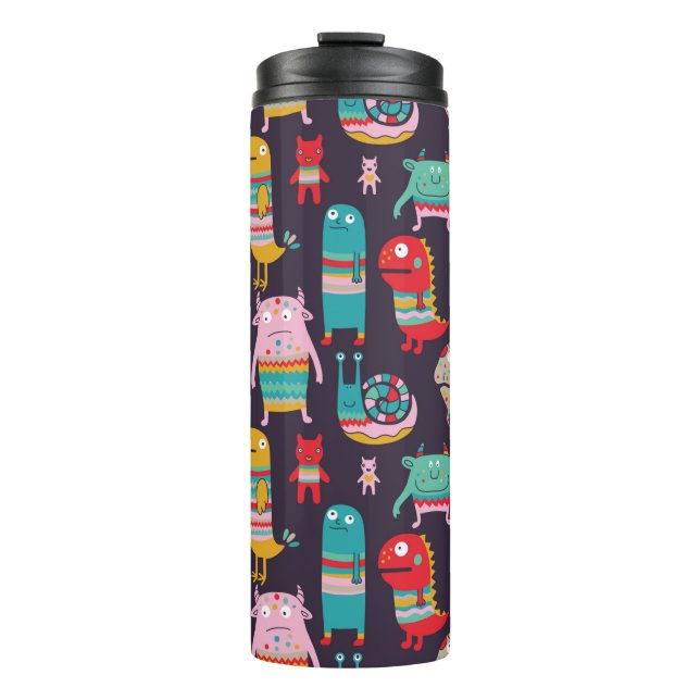 Funny monsters seamless pattern thermal tumbler (Front)