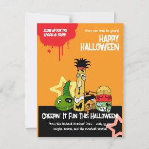 Funny Monsters Zombies Halloween Cartoon  Design  Postcard