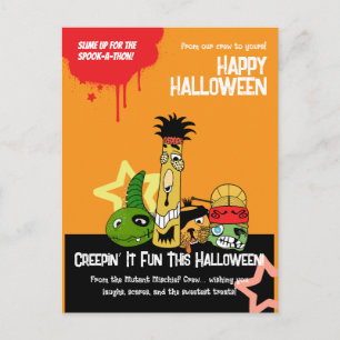 Funny Monsters Zombies Halloween Cartoon  Design  Postcard