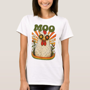Funny Moo Chicken Graphic Tee Men Women Farm Anima