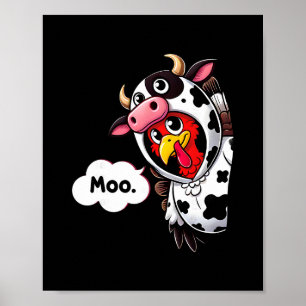 Funny Moo Turkey Cow Costume Thanksgiving Men Wome Poster