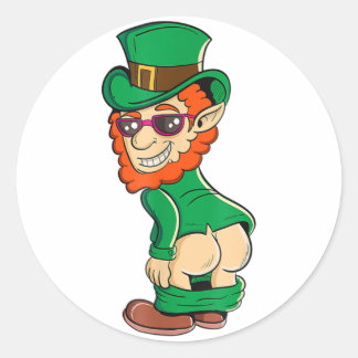 Funny Mooning Leprechaun Butt St Patrick's Day Iri Classic Round Sticker
