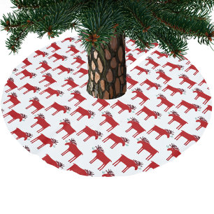 Funny Moose and Mistletoe Holiday Brushed Polyester Tree Skirt