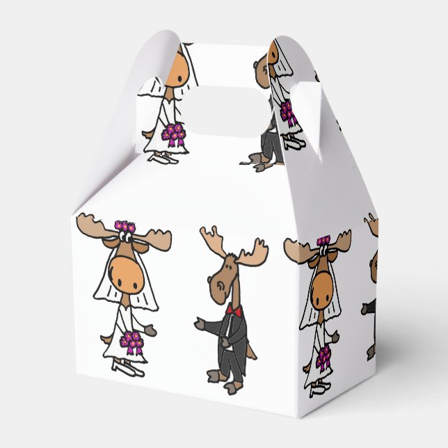 Funny Moose Bride and Groom Favor Box (Front Side)