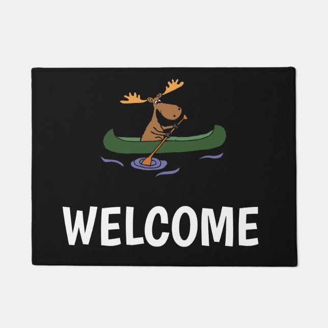 Funny Moose Canoeing Design Doormat (Front)