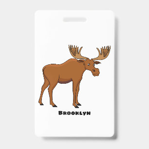 Funny moose cartoon illustration badge