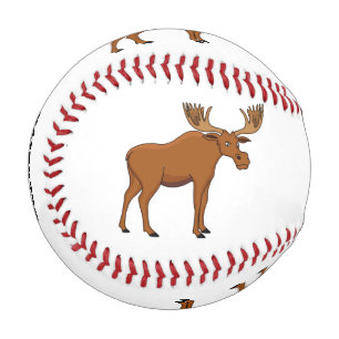 Funny moose cartoon illustration baseball