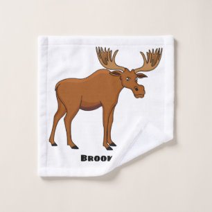 Funny moose cartoon illustration bath towel set