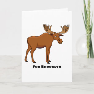 Funny moose cartoon illustration card