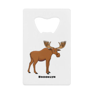 Funny moose cartoon illustration  credit card bottle opener