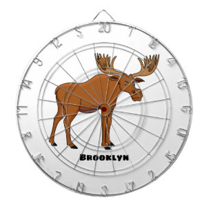 Funny moose cartoon illustration dartboard