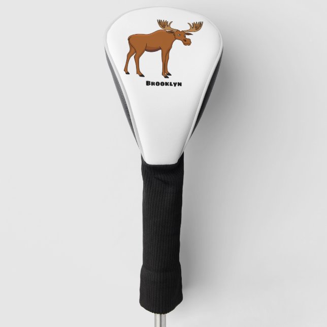 Funny moose cartoon illustration golf head cover (Front)