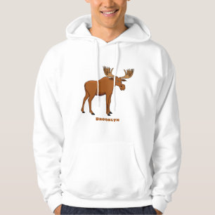 Funny moose cartoon illustration hoodie