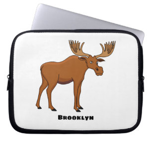 Funny moose cartoon illustration laptop sleeve