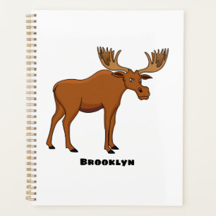 Funny moose cartoon illustration planner