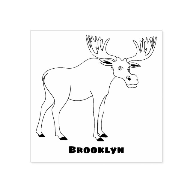 Funny moose cartoon illustration rubber stamp (Imprint)