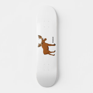 Funny moose cartoon illustration skateboard