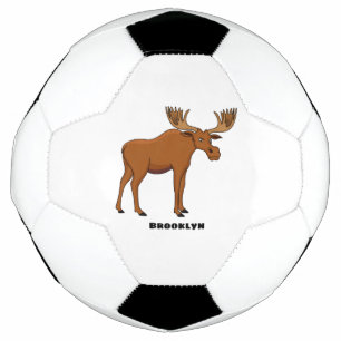 Funny moose cartoon illustration  soccer ball